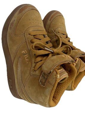 Fila Youth Sz 12 High Top Retro Tan Sneakers GUC